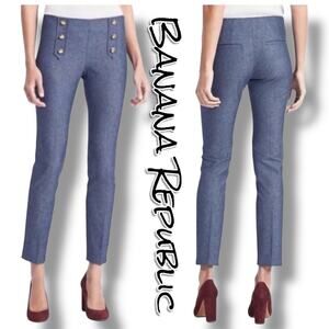 Banana Republic Sloan Mariner Trouser Pants Sailor Blue Buttons Womens Size 6